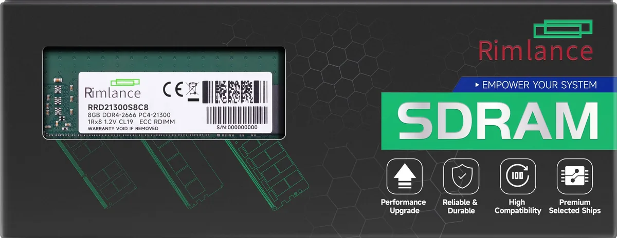 RIMLANCE RIMLANCE RRD21300S8C8 8GB DDR4 2666 CL19 ECC Registered RDIMM — product photo