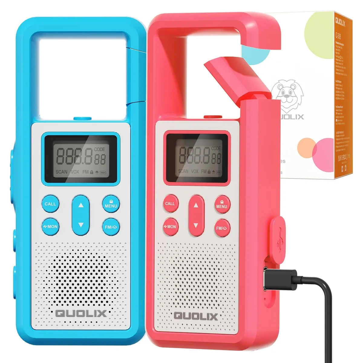  QUOLIX Walkie Talkies 2 Pack 22 CH VOX NOAA Flashlight — product photo