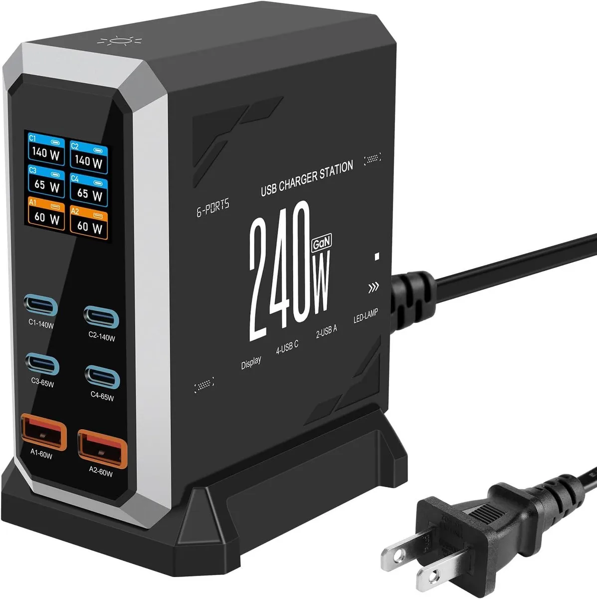 WRIARICH WRIARICH 240W GaN 6-Port USB Charger with Touch Display — product photo