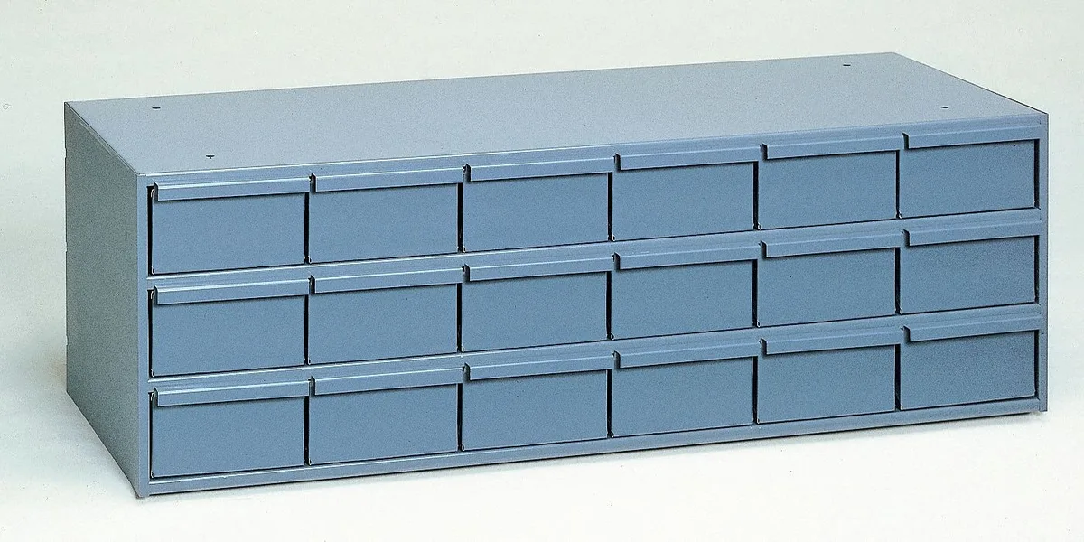 Durham 005-95 steel drawer bin cabinet with 18 bins powder coated finish