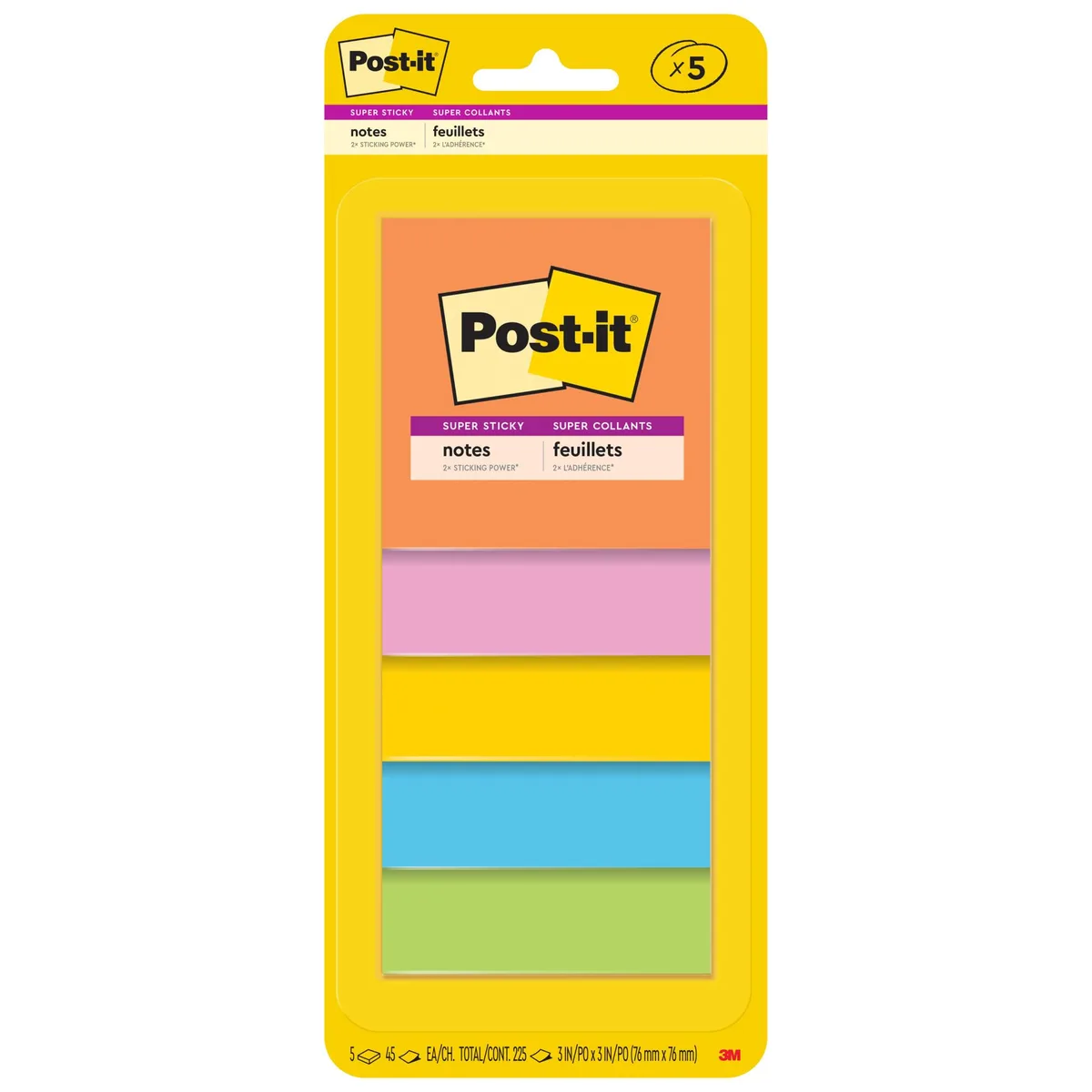 Post-it Post-it Super Sticky Notes Rio de Janeiro Collection 45-sheet 5-pack 3321 — product photo