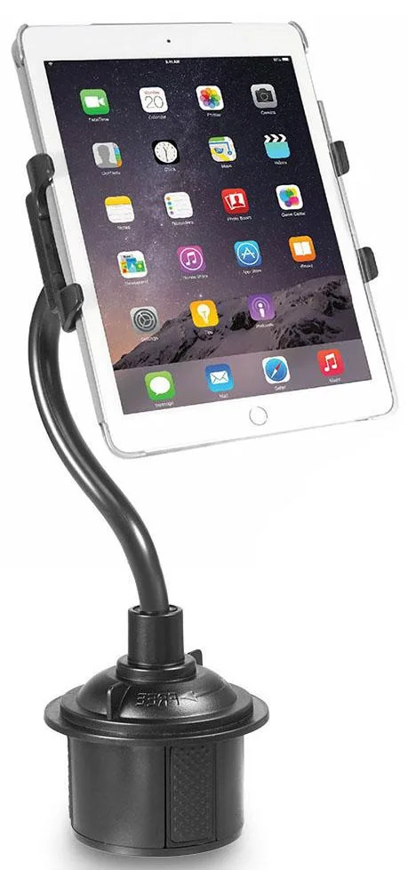 Nakedcellphone Nakedcellphone Padded Adjustable Car Cup Holder Mount for Tablet or Smartphone 4.75-9.5" 360° rotation — product photo