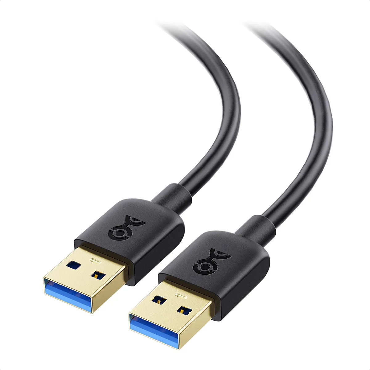 Black 10ft USB 3.0 A-to-A cable with gold male connectors