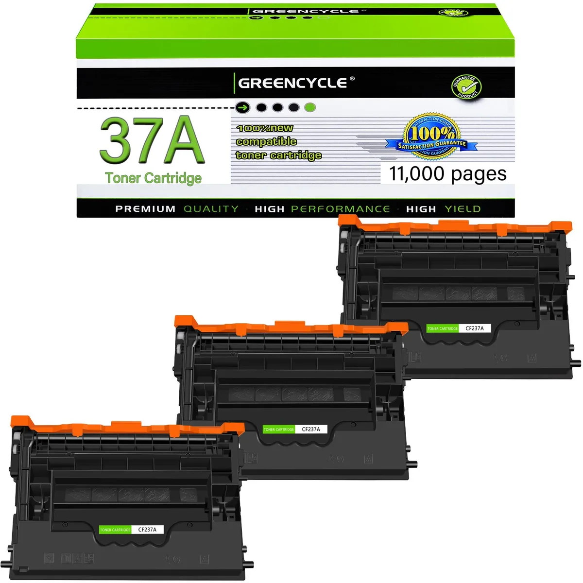 GREENCYCLE GREENCYCLE CF237A 3-pack black toner cartridge 11000 pages — product photo
