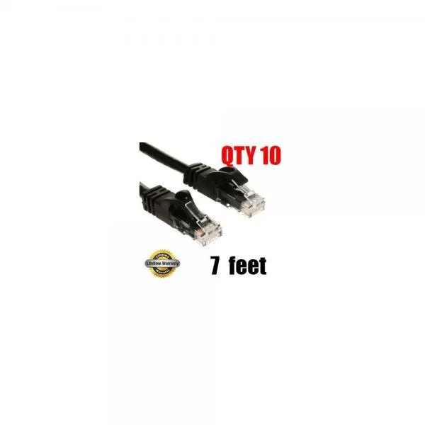 iMBAPrice iMBAPrice 10 Pack 7 Ft Cat6 Snagless Ethernet Cable Black — product photo