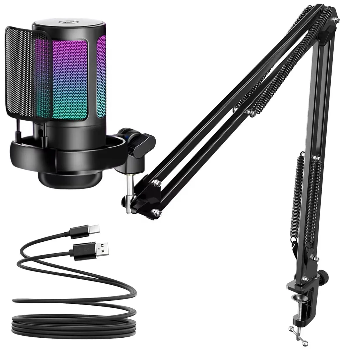  KingSom Mic-1 USB Microphone with Boom Arm, RGB, 120 dB SNR — product photo