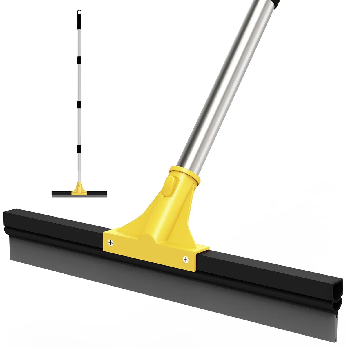  Large Heavy-Duty Floor Squeegee 18 inch Rubber Blade 32-62 inch Handle Yellow — product photo