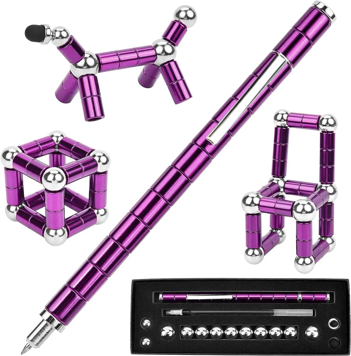 Purple magnetic fidget pen made of plastic, age 15+