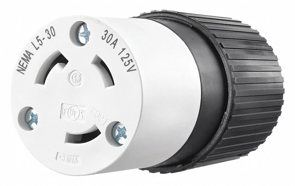Black and white industrial locking wire connector with screw terminals