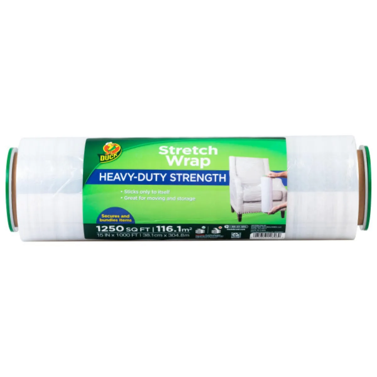 Duck Duck Stretch Wrap 15 in x 1000 ft Clear 80 gauge mailing supply — product photo