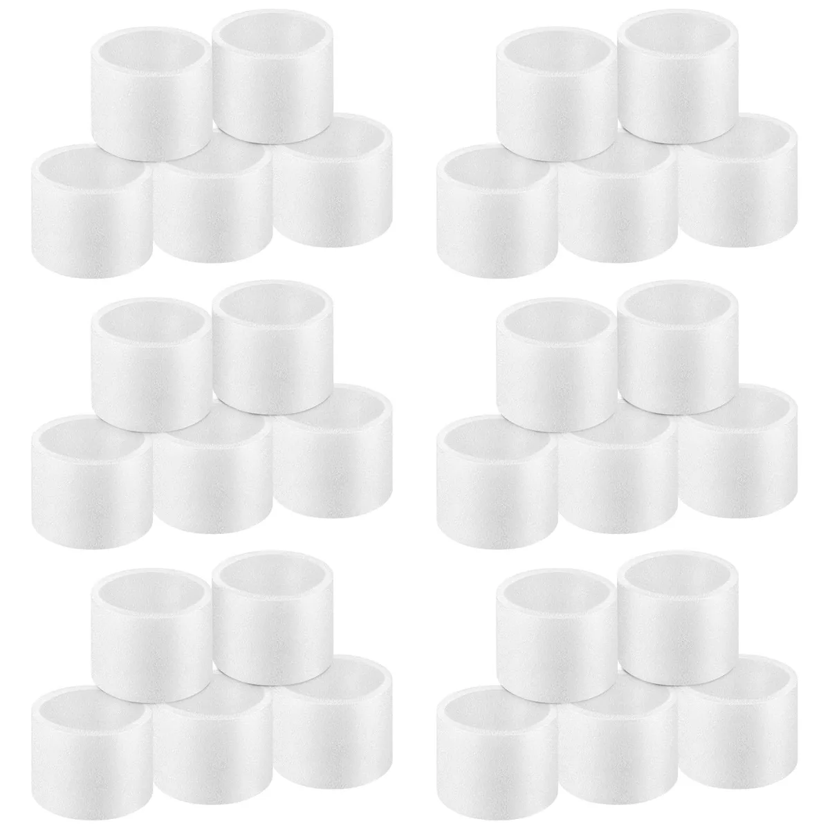 White cylindrical sponge filters, 30 pack, 1.3 by 1.85 inches