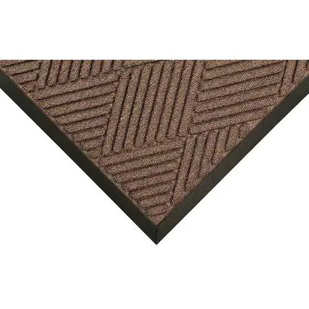 Brown polypropylene entrance mat with rubber backing and water-dam edges, 2 ft by 3 ft