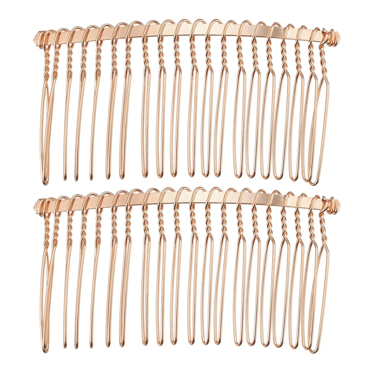 Unique-Bargains Unique-Bargains 2 Pcs No Slip Hair Side Combs Metal Rose Gold Tone 3 — product photo