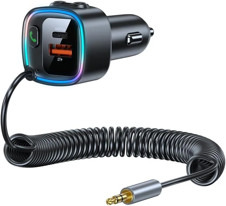 Hitoor Hitoor Bluetooth 5.4 Car Adapter Aux Black 30W PD 3.5mm 90cm — product photo