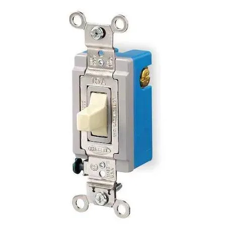 Ivory wall switch with single toggle and back or side wiring terminals