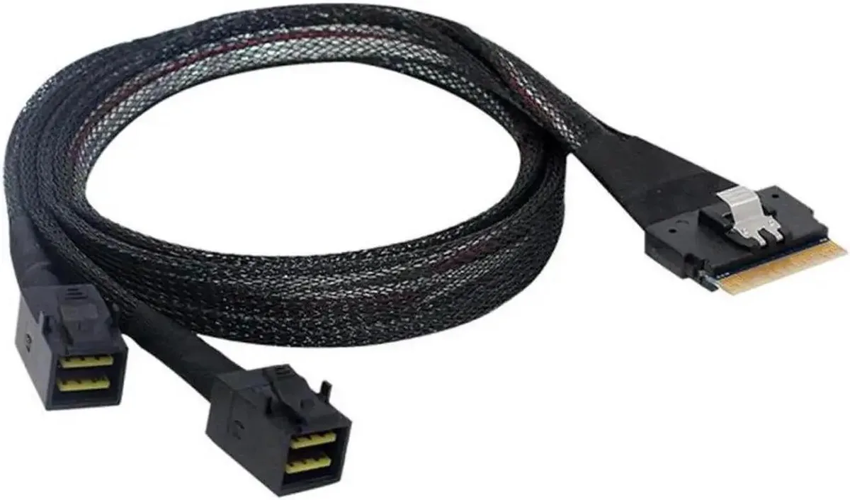 SMUGDESK SMUGDESK SAS Slim 4.0 SFF8654 8i 74Pin to Dual SFF8643 4i Cable — product photo