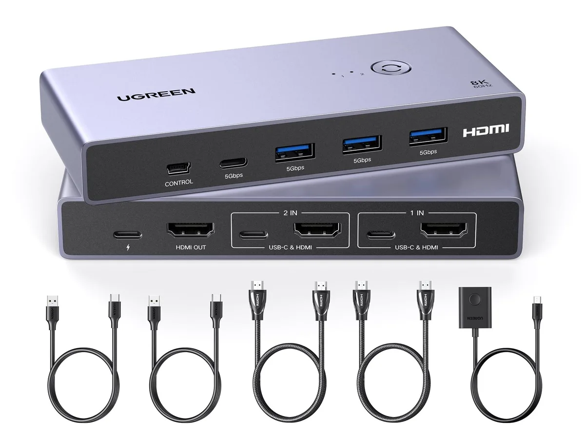 Ugreen 25961 8K@60Hz HDMI KVM Switch 2 Computers 4 USB 3.0 Ports — product photo