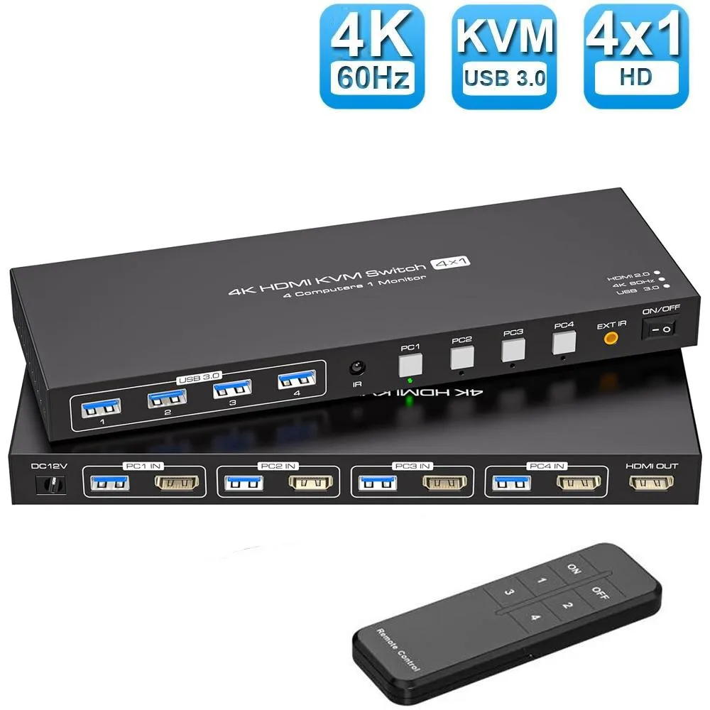 LUOM LUOM SW240-HD 4-port HDMI KVM switch 4K 60Hz USB 3.0 — product photo