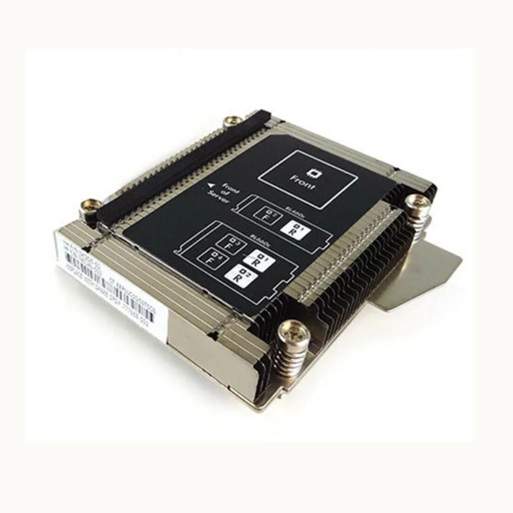 Metal server heatsink with fins, rectangular block, silver finish