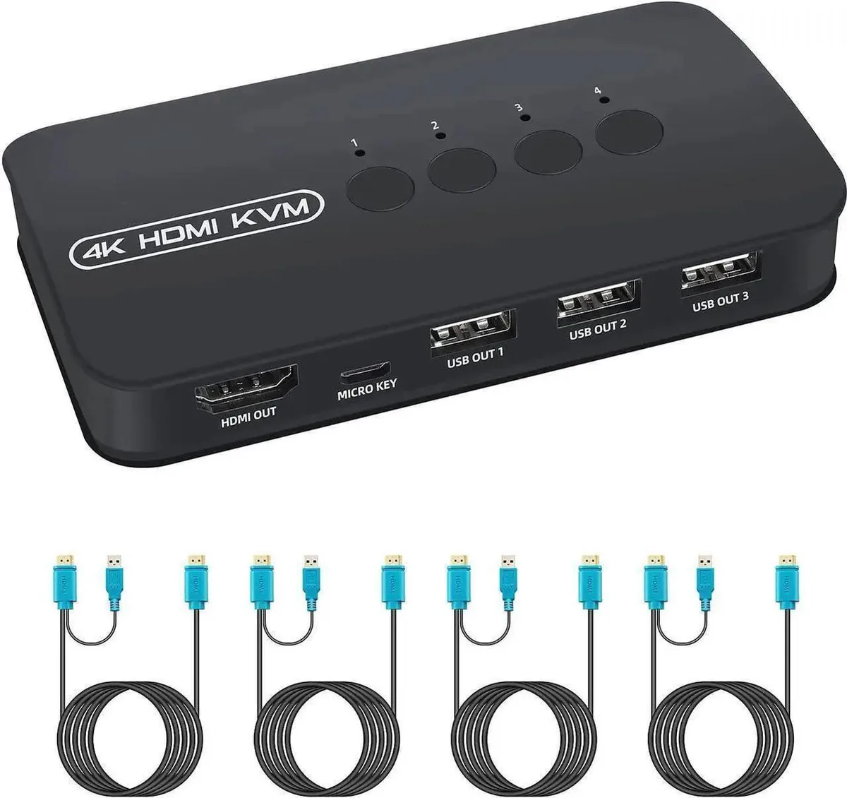 Vszerda Vszerda 4-Port HDMI USB KVM Switch 3840x2160@30Hz USB 2.0 — product photo