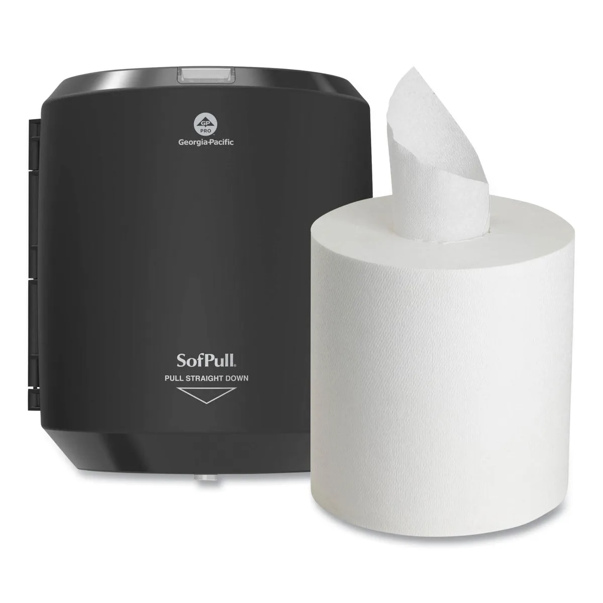 Georgia Pacific Georgia Pacific SofPull CenterPull Hand Towel Dispenser 58204B Black 9.63 x 8.88 x 10.94 indoor maintenance — product photo