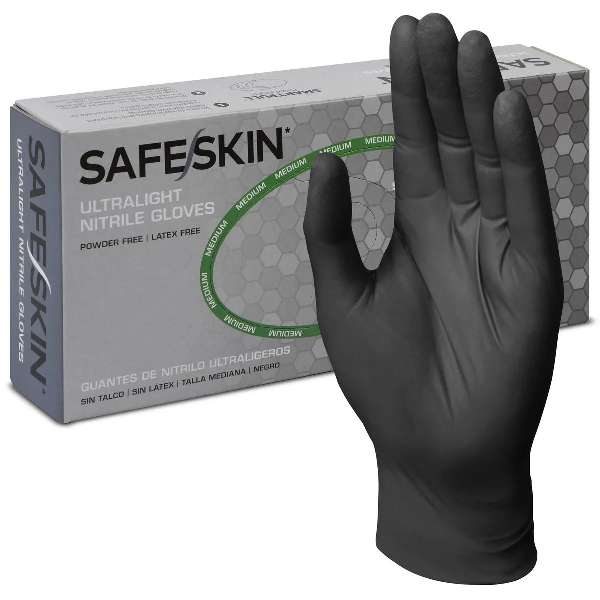  SAFESKIN 49776 Nitrile Gloves Large Black 2.0 Mil 100 Count — product photo