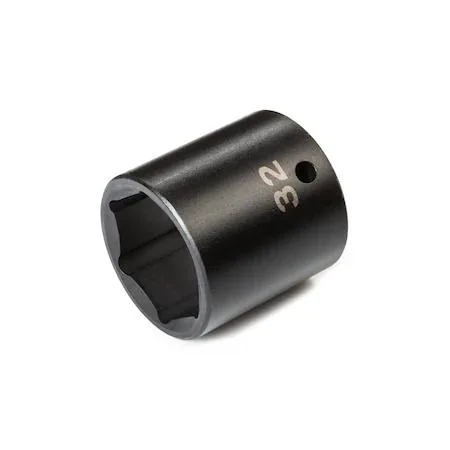 TEKTON 1/2 inch drive 32 mm 6-point impact socket, laser-etched and stamped size markings
