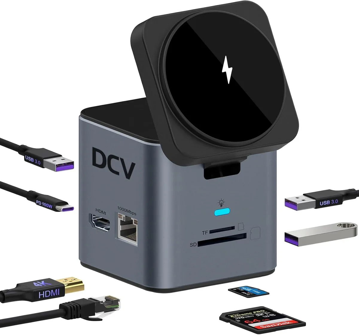BFKK BFKK 9-in-1 USB-C Docking Station with MagSafe Stand Dark Gray — product photo