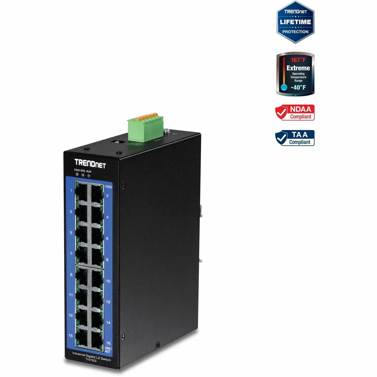TRENDnet TRENDnet TI-G160i 16-Port Industrial Gigabit L2 Managed DIN-Rail Switch — product photo