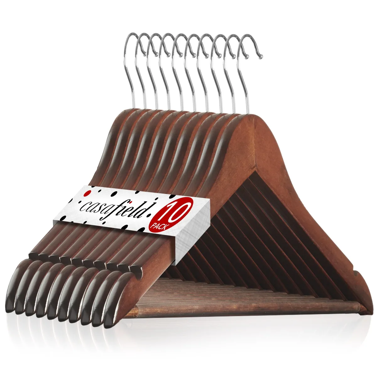 Casafield Casafield 10 Walnut Wooden Suit Hangers Cherry Brown — product photo