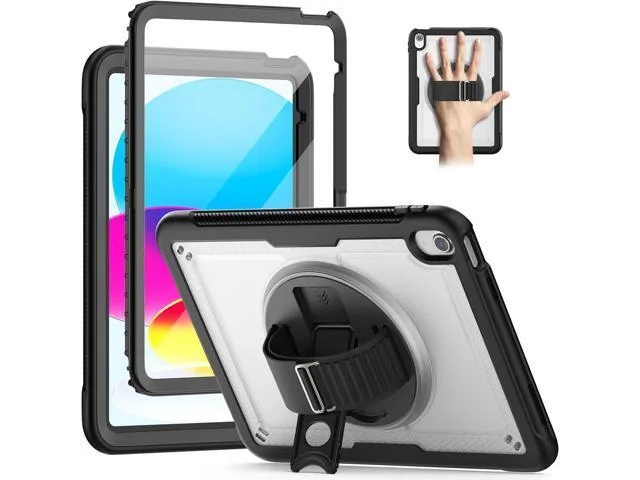 Manw Manw iPad 10th Gen 10.9 2022 Case with Hand Strap Pencil Holder Screen Protector Clear — product photo