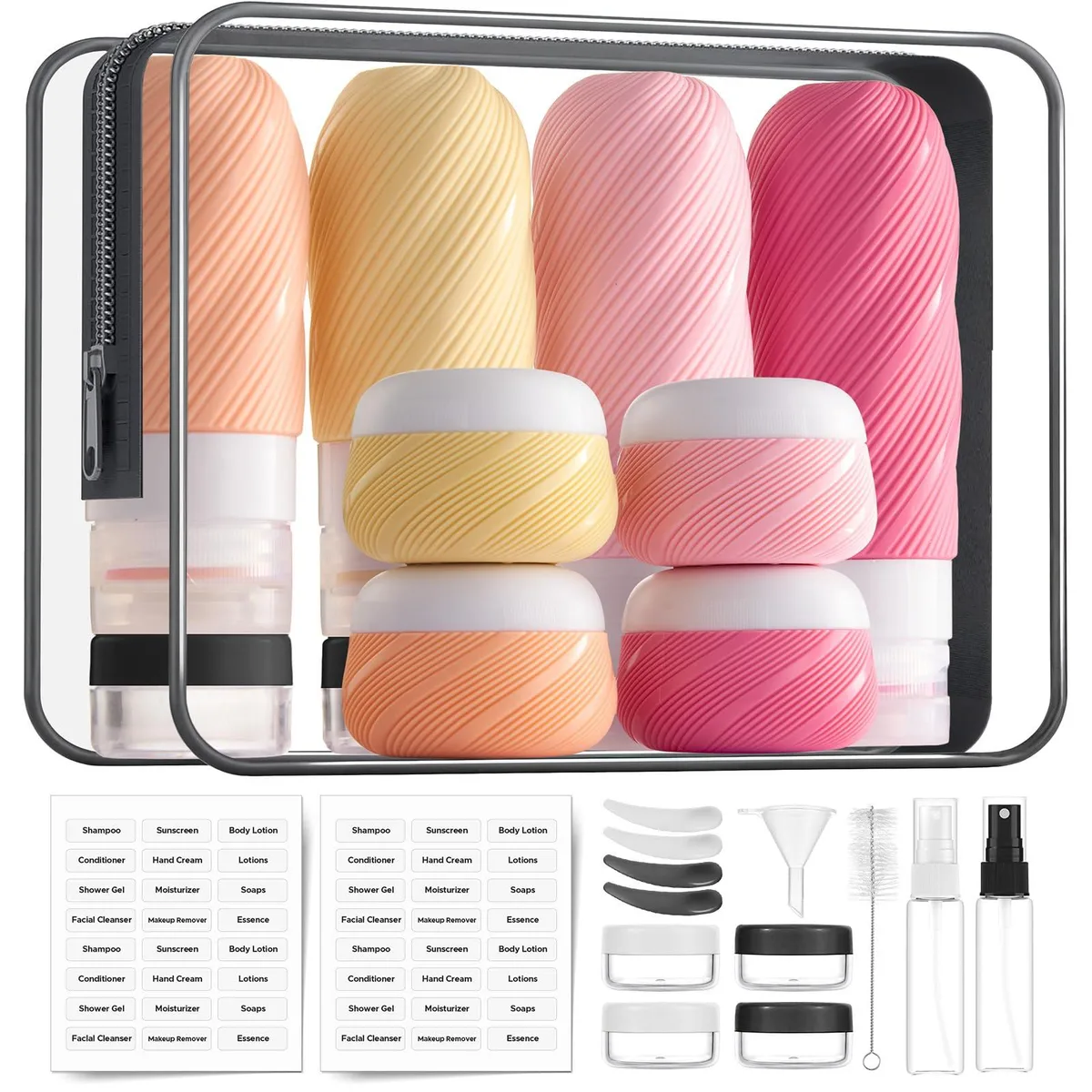  LitBear 23-piece TSA travel bottle set pink — product photo