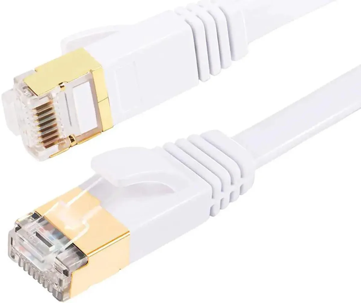 Vszerda Vszerda Cat 7 Flat Ethernet Cable 10 Gigabit White 20M 66ft — product photo