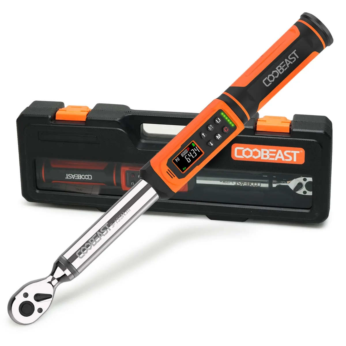  coobeast 3-135NM Digital Torque Wrench 3/8 Drive 1.5-99.5 Ft-lbs 2-135Nm Orange 16in — product photo