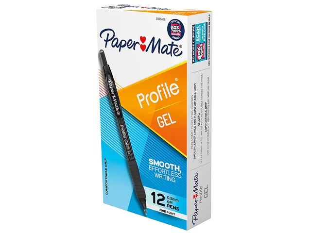 Paper Mate Paper Mate 2095465 Profile Retractable Gel Pen Bold 1 mm Black Translucent Barrel Dozen — product photo