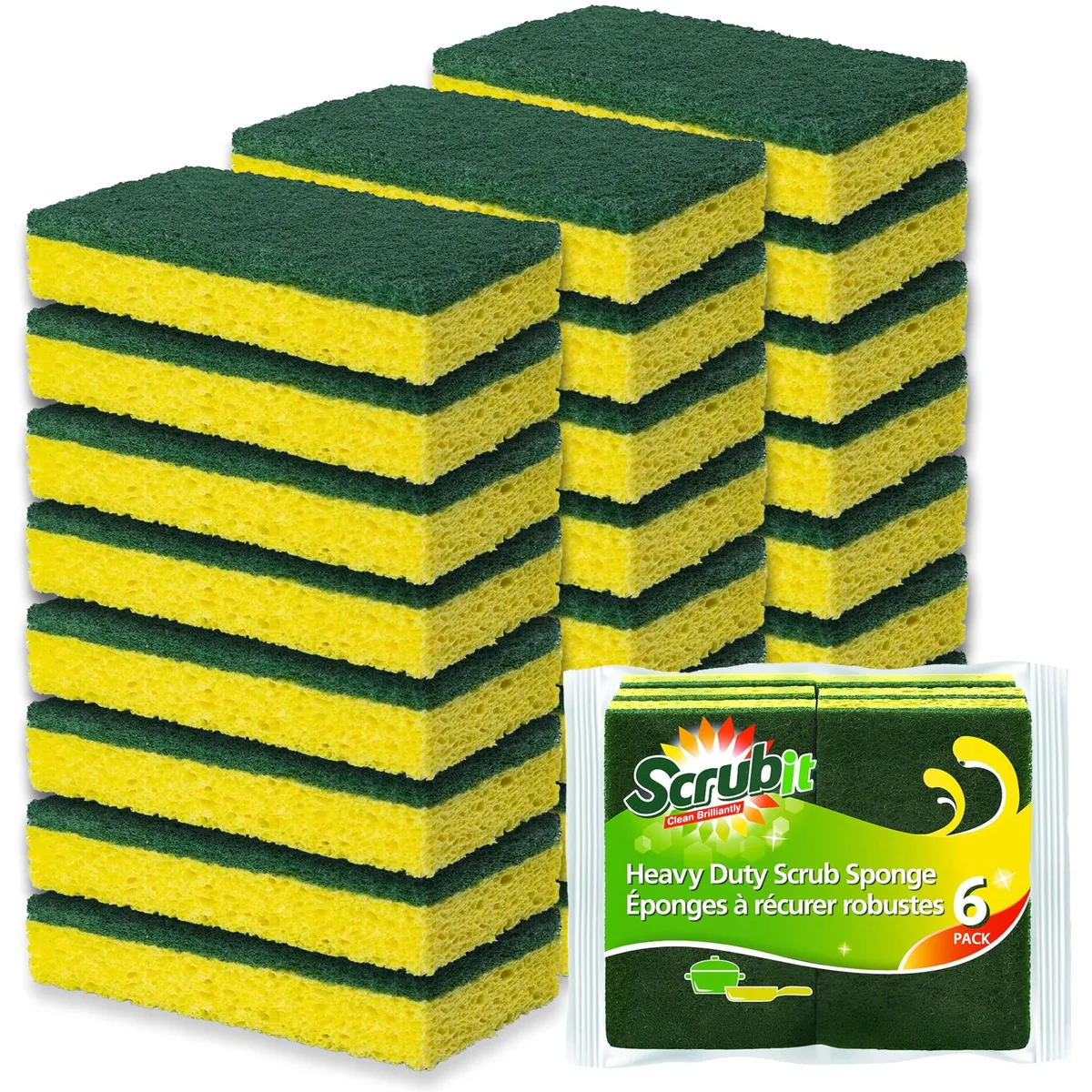  3M Heavy Duty Scrub Sponges 24 Count Yellow — product photo