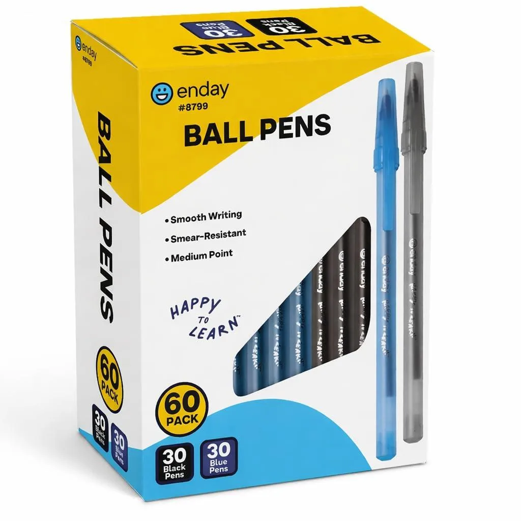  Logitech 60 Pack Ballpoint Pens 30 Blue 30 Black 1.0mm — product photo