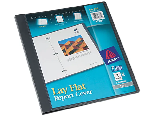 Avery Avery 47781 Polypropylene Report Cover, Flex Fastener, Letter, 1/2" Capacity, Clear/Gray, Educational Supply — product photo