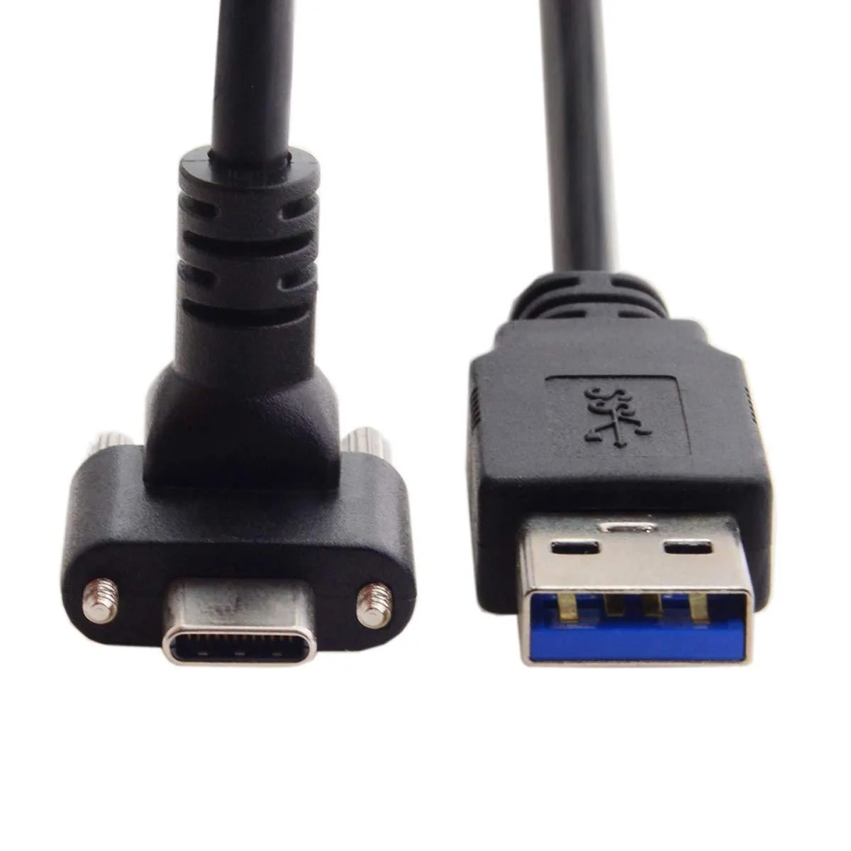 BUCIER BUCIER USB 3.1 Type-C Up Angled Dual Screw Locking to USB 3.0 Cable 90 Degree 1.2m — product photo