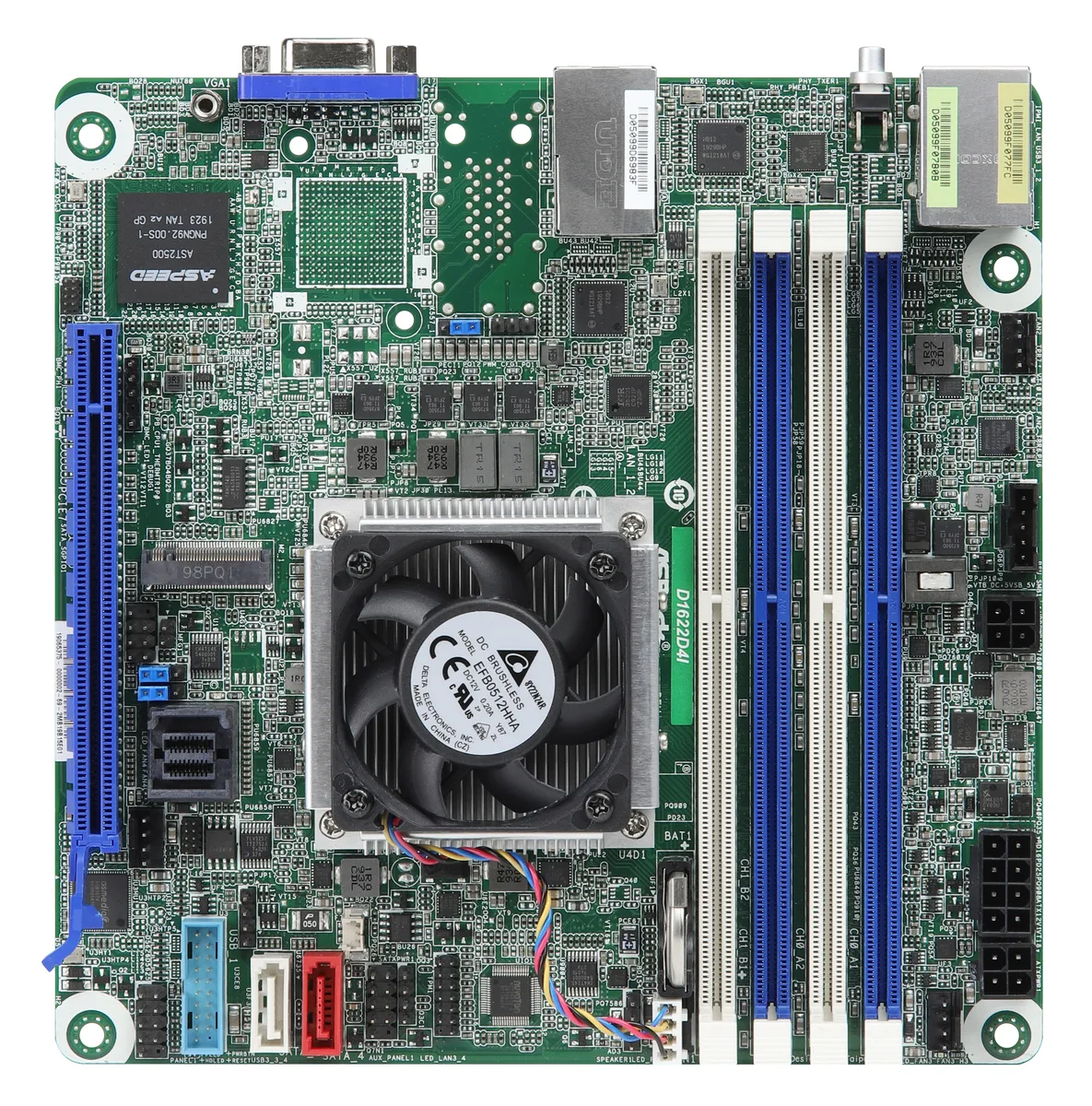 ASRock Rack ASRock Rack D1622D4I Mini-ITX server motherboard Intel Xeon D 1600 DDR4 2133 128GB 10GbE 1GbE — product photo