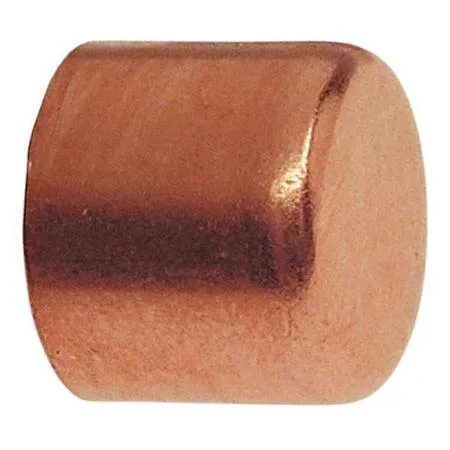 Small copper cap fitting with smooth cup end