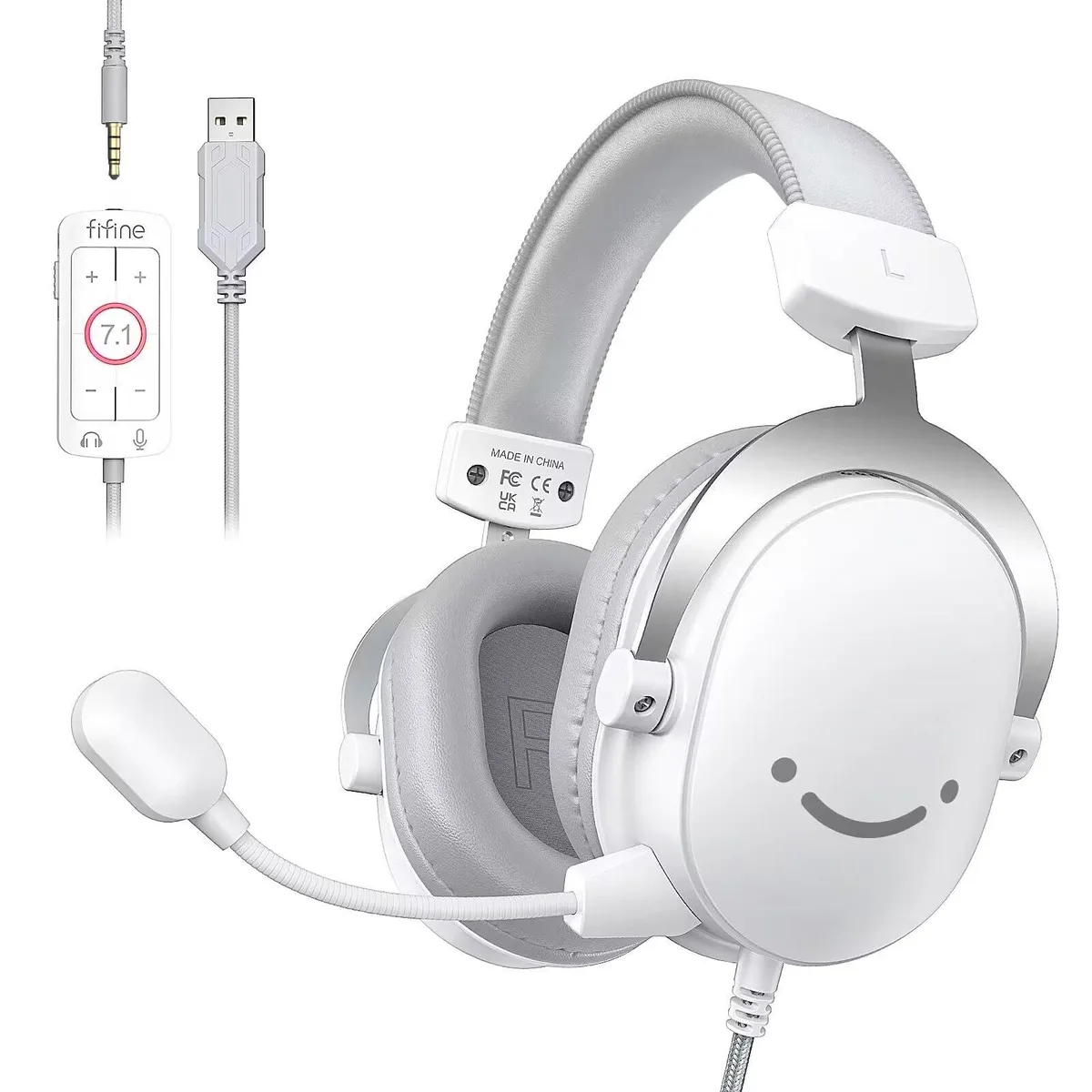  FIFINE H9W White Gaming Headset 7.1 50mm USB 3.5mm — product photo