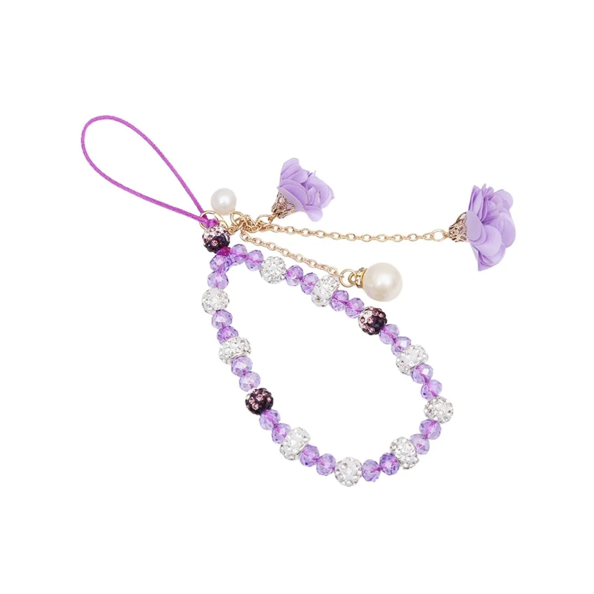  Fuqimanman2020 Purple Crystal Flower Phone Wrist Strap Jewelry Accessory — product photo
