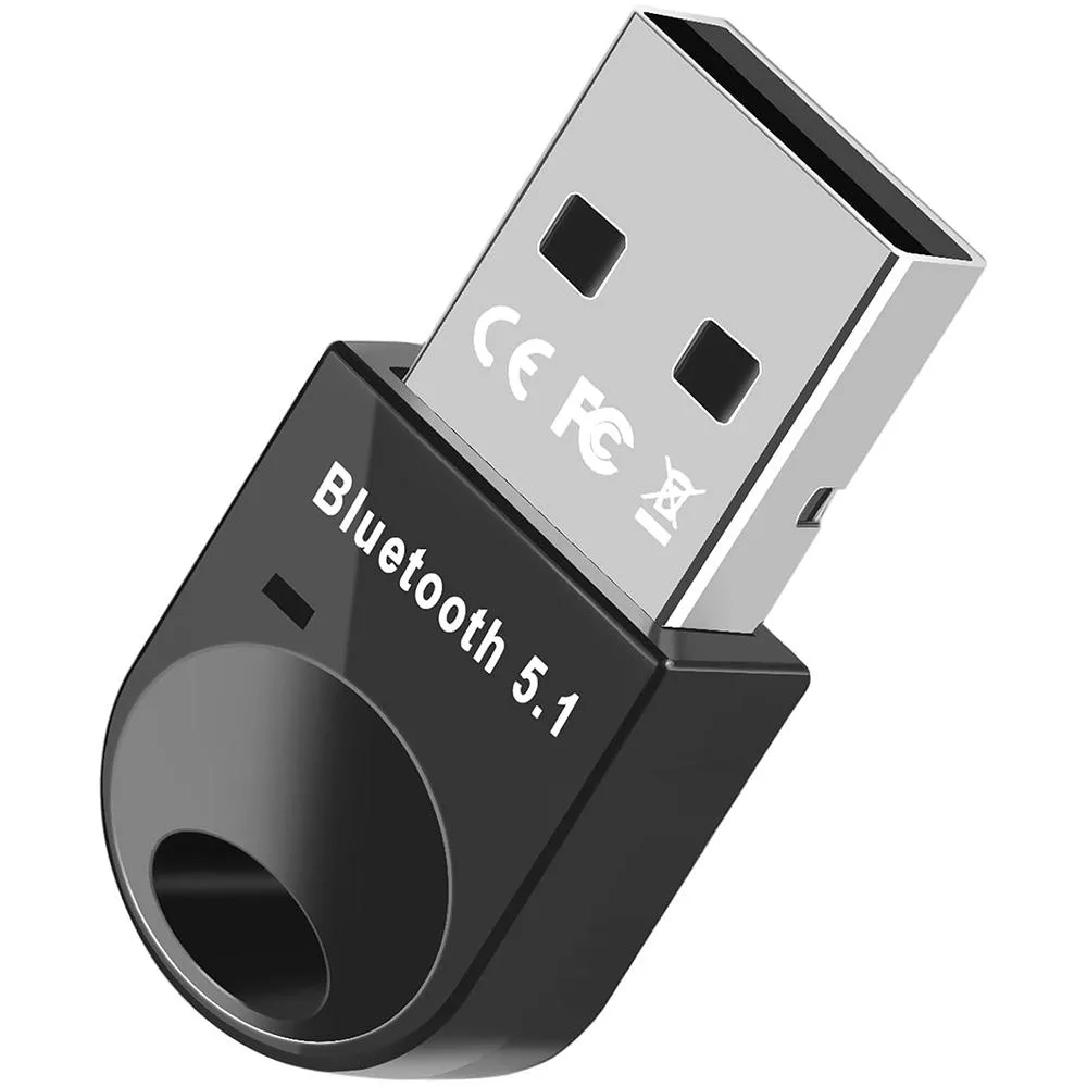 Small black USB Bluetooth 5.1 dongle with matte finish
