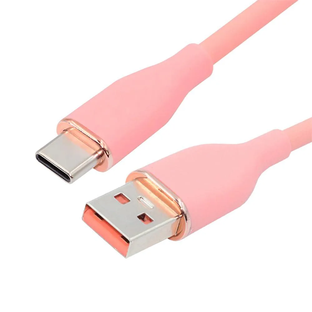 LORDWORLD LORDWORLD USB-A to USB-C Liquid Silicone Cable Pink 200cm 15W USB 2.0 480Mbps 25000 flex — product photo