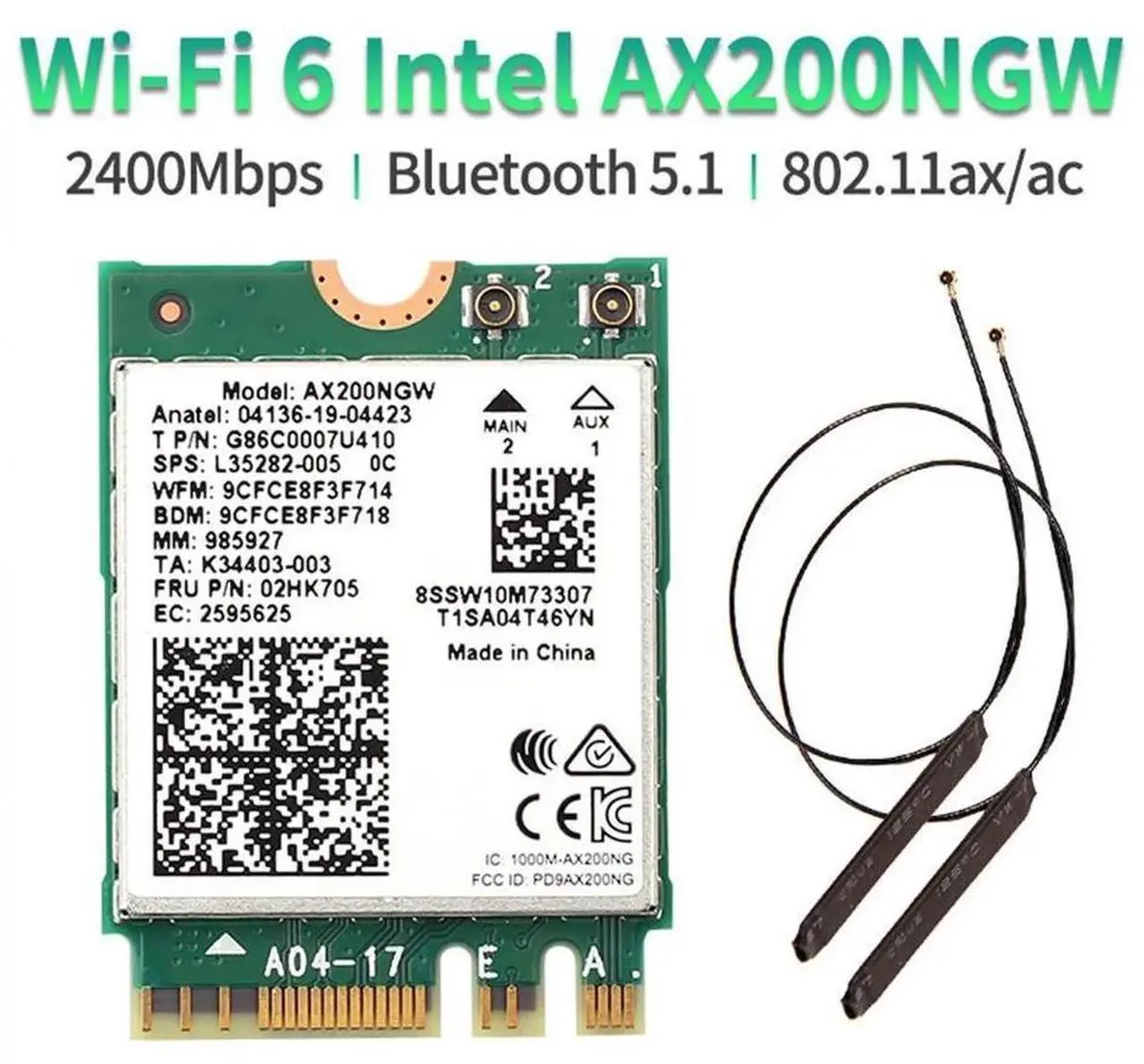 SMUGDESK SMUGDESK AX200NGW M.2 KeyE WiFi 6 Bluetooth 5.1 Wireless Adapter — product photo