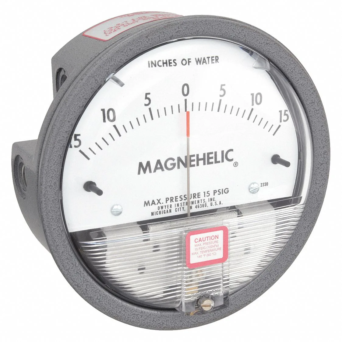 Dwyer Instruments Inc. Dwyer Instruments Inc. 2330 Differential Pressure Gauge 15-0-15" w.c — product photo