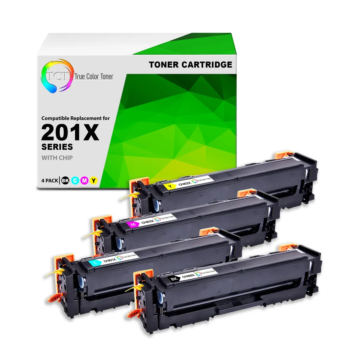 True Color Toner True Color Toner 201X CF400X CF401X CF402X CF403X 4 Pack High Yield Toner Cartridges — product photo