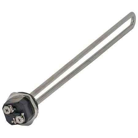 Straight copper water heater element, threaded, 13.5 inch insert length, includes gasket and hardware