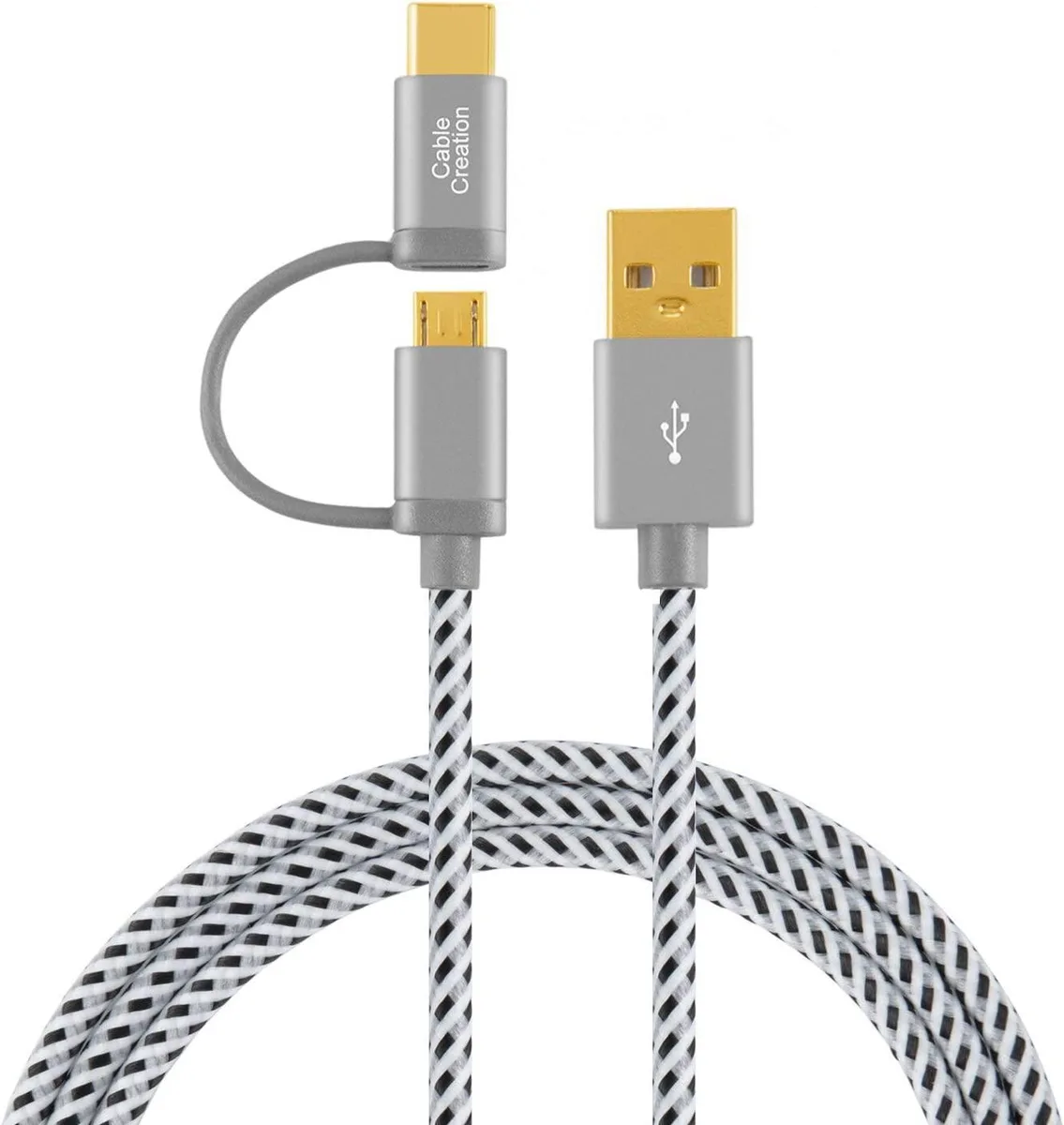 CableCreation CableCreation 2-in-1 USB-A to USB-C &amp; Micro-USB Cable 1.2 m Space Gray — product photo